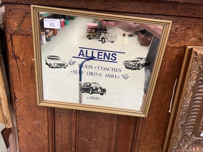 Lot 31 - A framed Allens advertising mirror of 1946