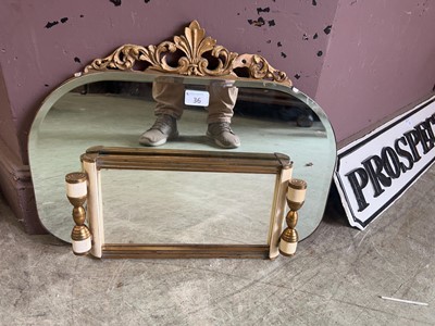 Lot 36 - A vintage mirror and an Art Deco mirrored tray.