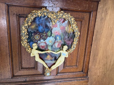 Lot 37 - A heart shaped framed still life with lovers...