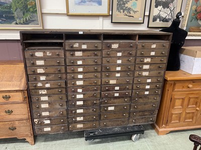 Lot 55 - A large vintage wooden multi drawer rack (five...