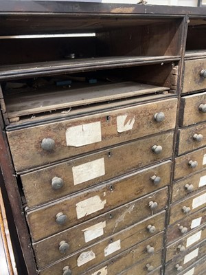 Lot 55 - A large vintage wooden multi drawer rack (five...
