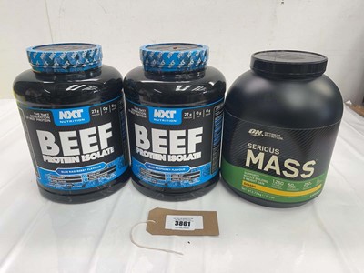Lot 3861 - 2 1.8kg NXT Nutrition Beef Protein Isolate and...