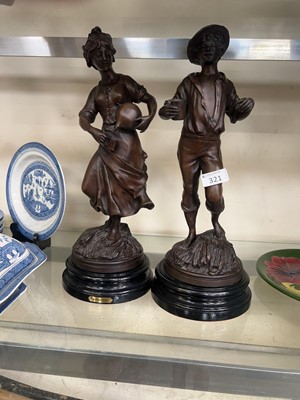 Lot 321 - Two French style bronzed metalwork figures of...