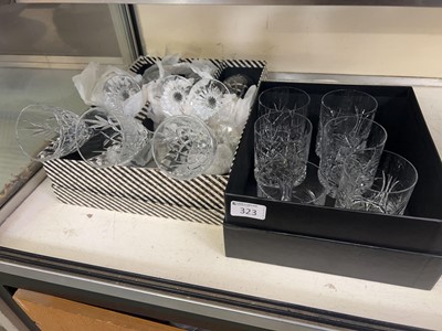 Lot 323 - A box containing six cut glass whiskey...