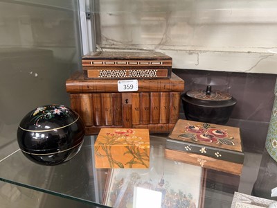 Lot 359 - An assortment of six decorative desktop boxes...