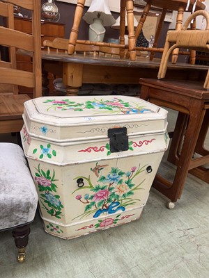 Lot 96 - A barge style painted trunk