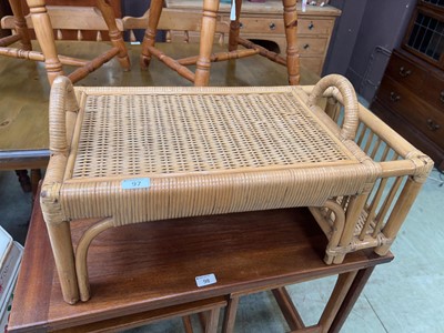 Lot 97 - A vintage rattan breakfast in bed serving tray