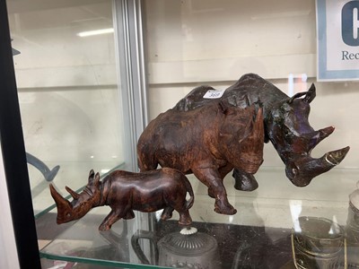 Lot 369 - A moulded papier maché model of a rhinoceros...