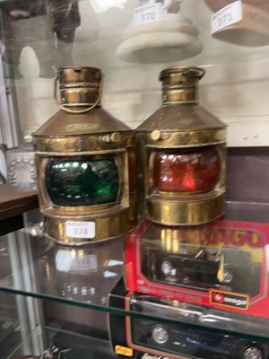 Lot 374 - A pair of mid-20th century brass effect ship's...