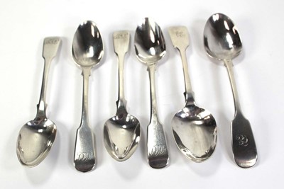 Lot 221 - A pair of Victorian silver fiddle pattern...