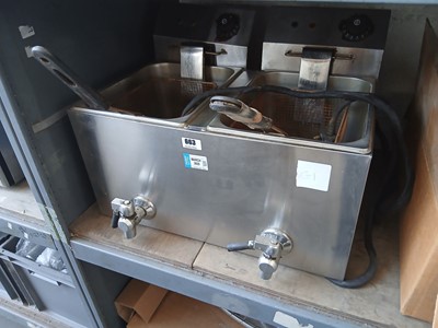 Lot 663 - 60cm electric benchtop twin-tank fryer with 2x...