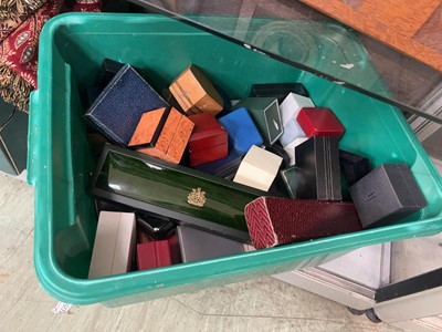 Lot 393 - A box containing an assortment of empty...