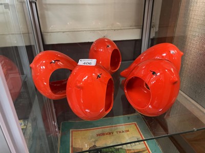 Lot 406 - Five ceramic bird tealight holders