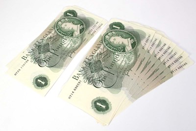 Lot 70 - Nine Bank of England £1 notes, serial nos:...