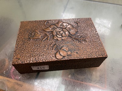 Lot 415 - An hammer copper bound decorative box with Art...