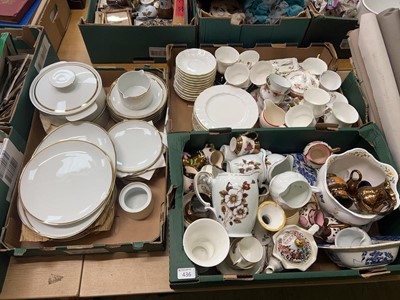 Lot 436 - Three trays of assorted crockery to include...