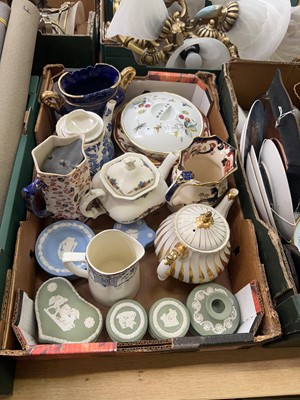 Lot 438 - A tray of various teapots, tureens, Jasperware,...