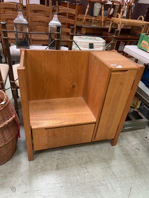 Lot 111 - A contemporary style oak telephone seat with...