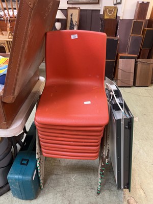 Lot 113 - A stack of ten red PVC and metalwork stacking...