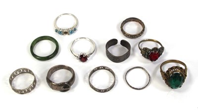 Lot 801 - A group of silver, base metal and other dress...