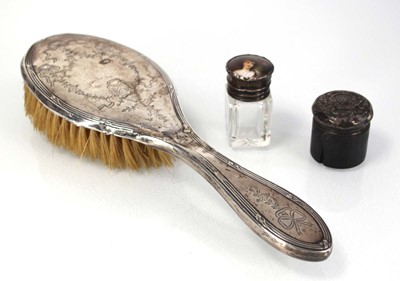 Lot 233 - A silver back hairbrush, Chester hallmarks...