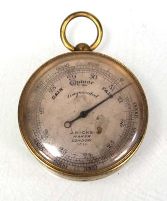 Lot 77 - A compensated pocket barometer with silvered...