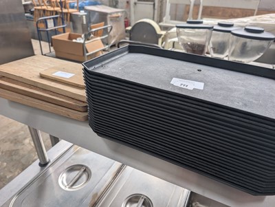 Lot 711 - 4 x wood chopping boards and stack of black...