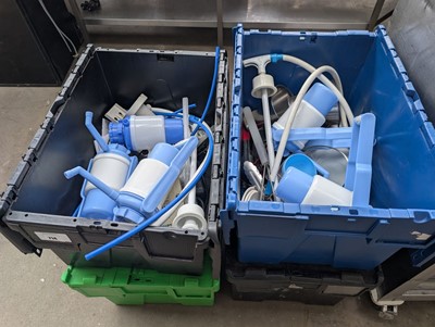 Lot 714 - 4 x plastic stacking crates with various...