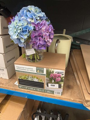 Lot 4158 - Tabletop planter, artificial plant and 2 metal...