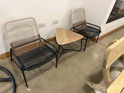 Lot 4248 - 2 string multi coloured garden chairs plus...