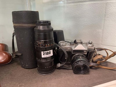 Lot 2100 - Cased Zenit-E camera, plus lens