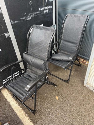 Lot 4263 - 2 black mesh folding garden chairs