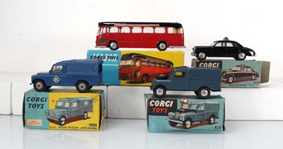 Lot 168 - Four Corgi models: 209 Riley Pathfinder Police...