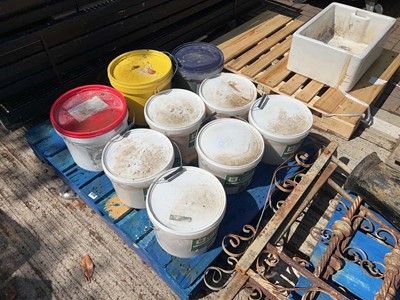 Lot 4296 - Pallet of tubs of wall tile adhesive, acrylic...