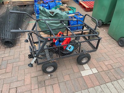 Lot 4303 - 4 wheeled metal mesh trolley, single wheel...