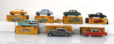Lot 182 - Seven Dinky models: 24U Simca 9 Aronde, 150...