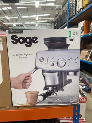 Lot 3001 - Boxed Sage Barista Express Impress coffee machine
