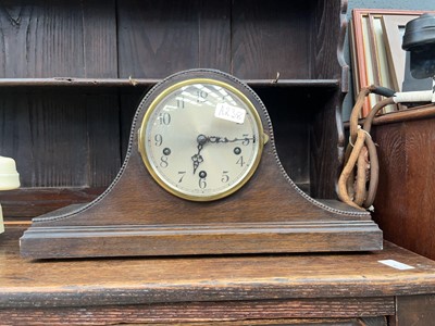 Lot 5104 - Large oak Napoleon hat mantle clock