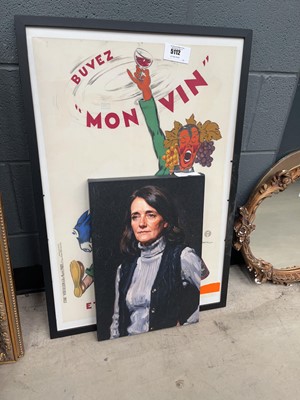 Lot 5112 - French wine advertising poster plus an...