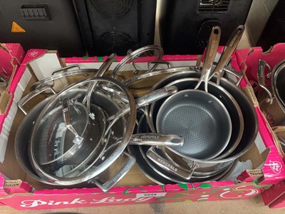 Lot 3044 - Tray of Henckels pans with lids