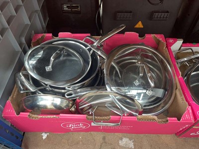 Lot 3045 - Tray of Henckels pans with lids