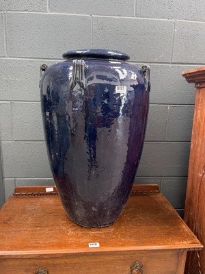 Lot 5127 - Pair of large blue glazed vases