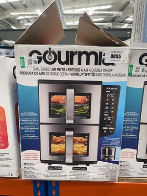 Lot 3055 - Boxed Gourmia dual basket air fryer