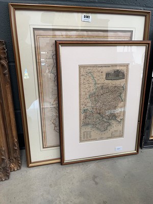 Lot 5141 - Two framed and glazed maps of Bedfordshire and...