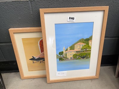 Lot 5143 - Two oil paintings - ladies in sun loungers...
