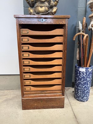 Lot 5082 - Oak tambour fronted filing cabinet