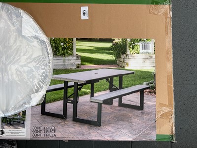 Lot 4390 - Lifetime plastic outdoor garden table plus...