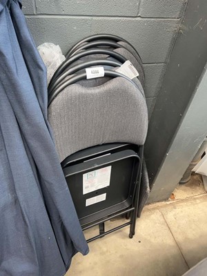 Lot 4396 - 5 folding metal framed grey cushioned...
