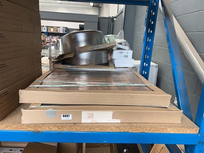 Lot 4431 - 2 metal kitchen sinks plus wooden surround and...