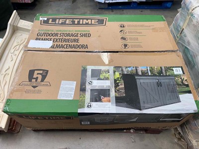 Lot 4402 - Boxed Lifetime plastic storage shed